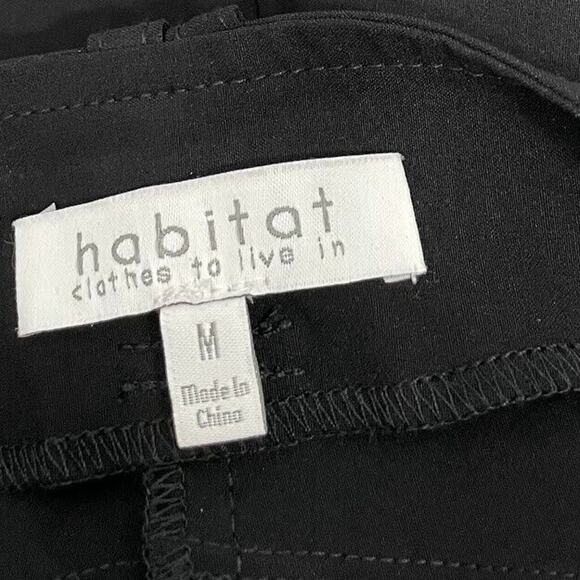 Habitat Size Medium Black Nylon Pants Capris Gothic Relaxed Wide Leg Lagenlook - Picture 6 of 12